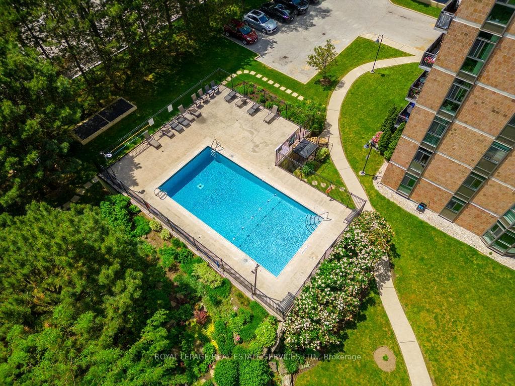 View of outdoor pool from balcony