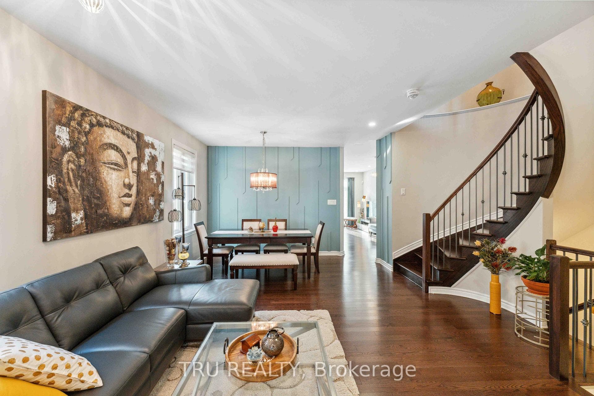 Spacious living and dining room on the main floor