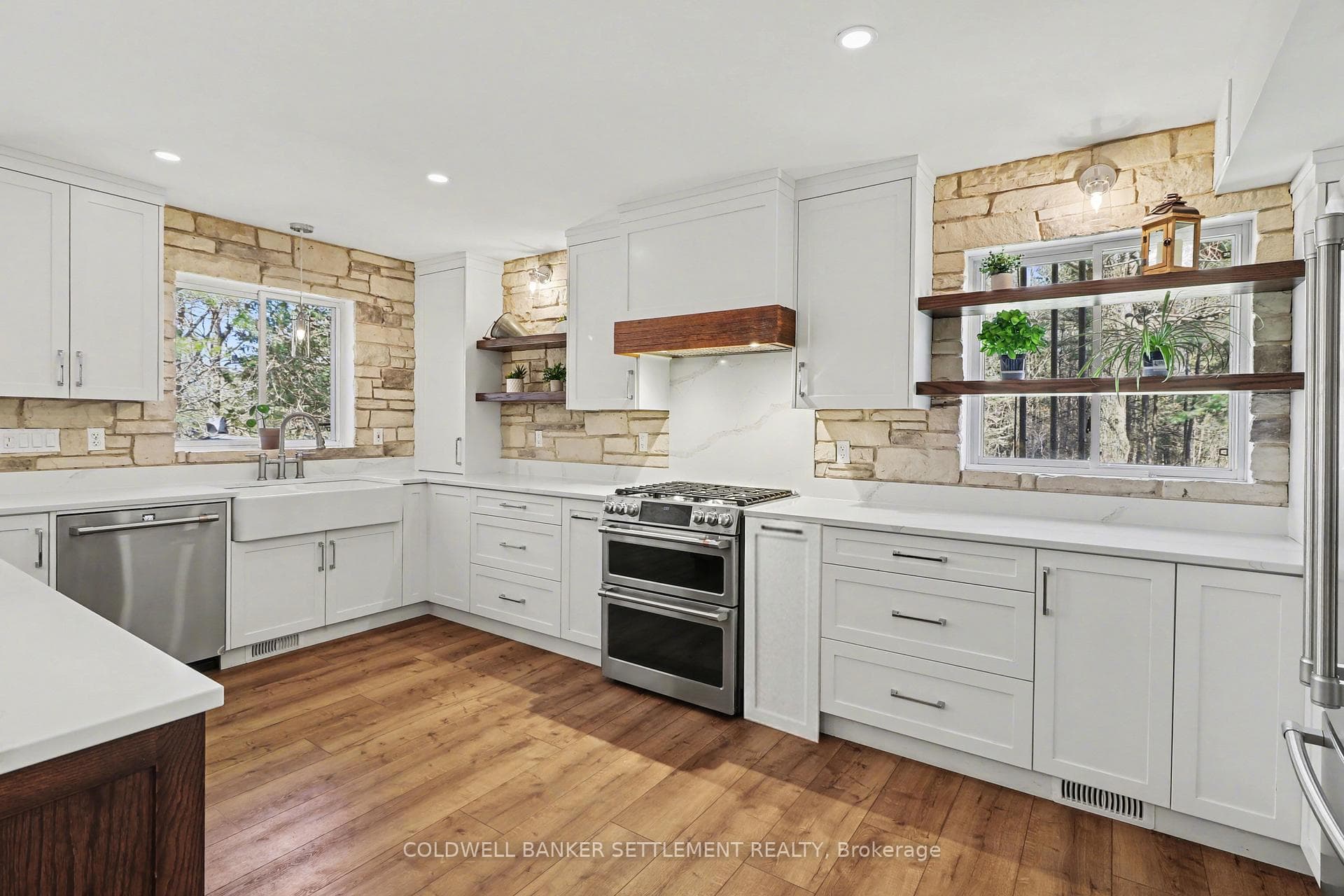 Quartz counters and cupboard space galore.