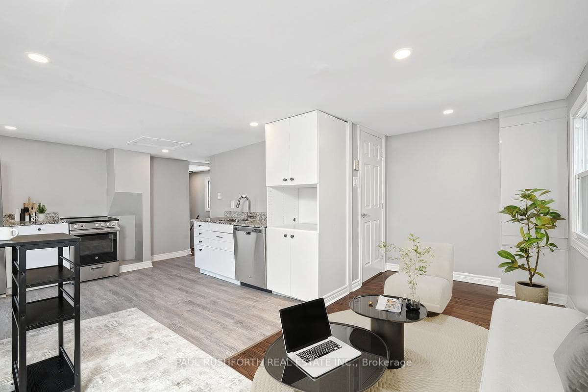 Unit B-Virtually Staged Living Room/Kitchen Area