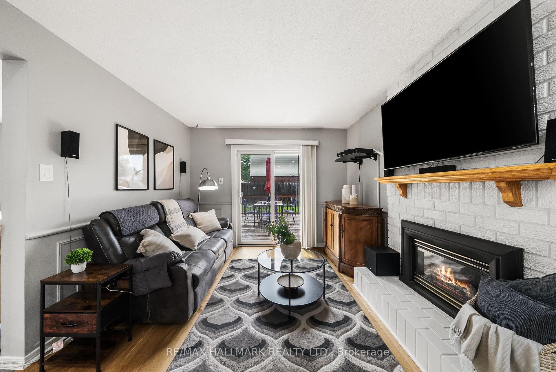 Gas brick fireplace in family room