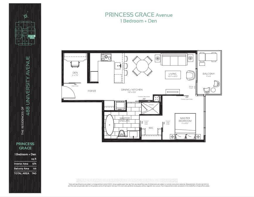 674 sf + Balcony