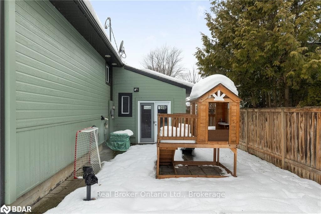 View of snow covered deck
