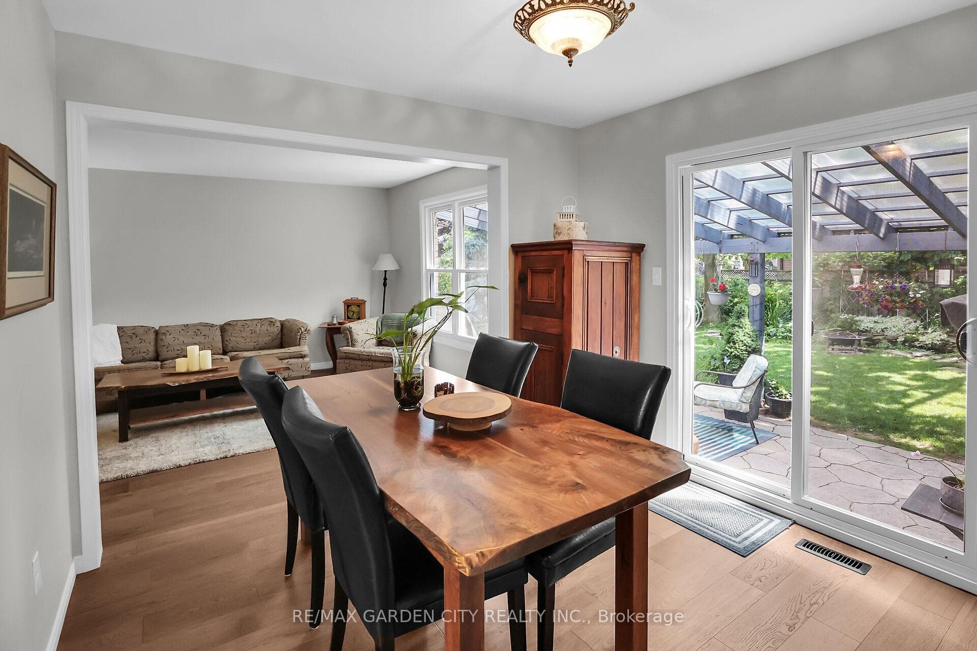 Convenient sliding patio doors lead to backyard