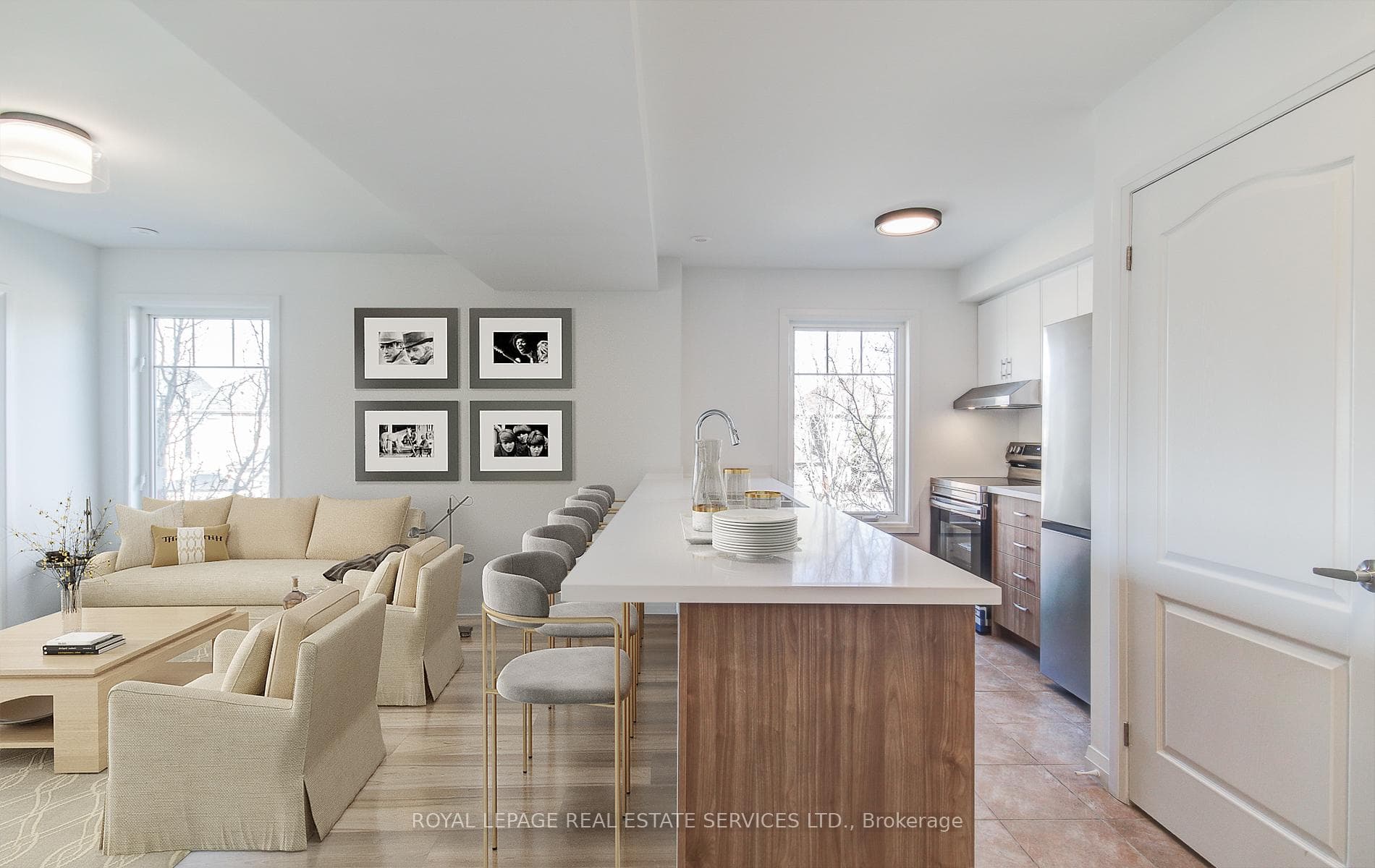 Virtually Staged Living & Kitchen