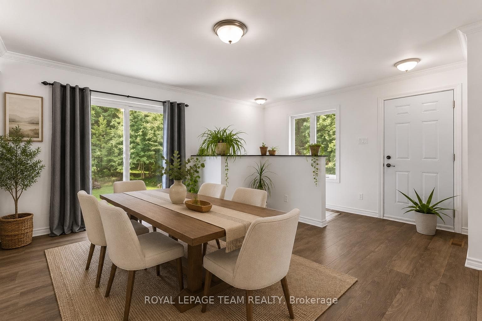 Virtually staged dining room.