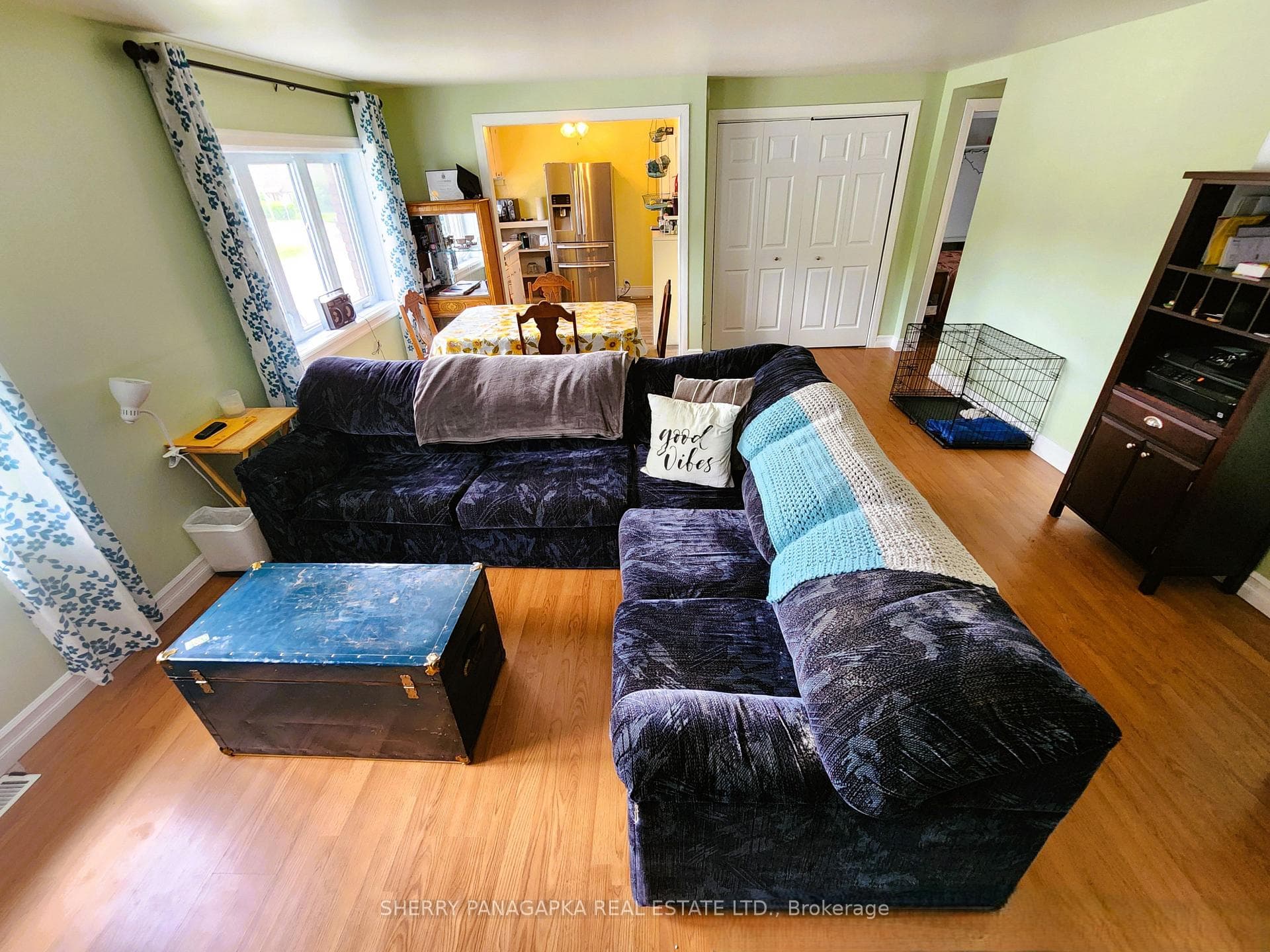 Furnished view of dining area & access to kitchen