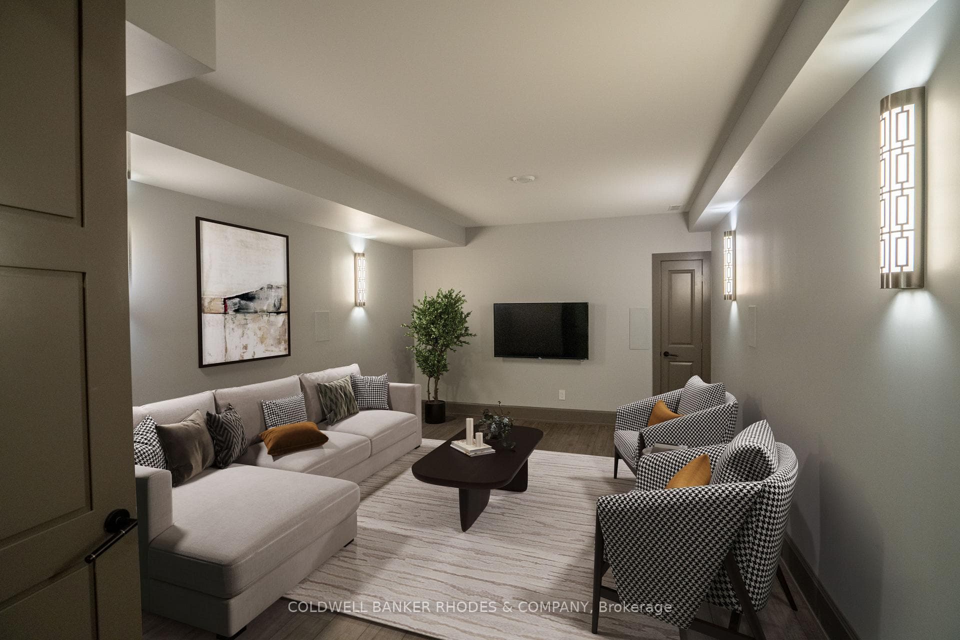Virtually staged media room.