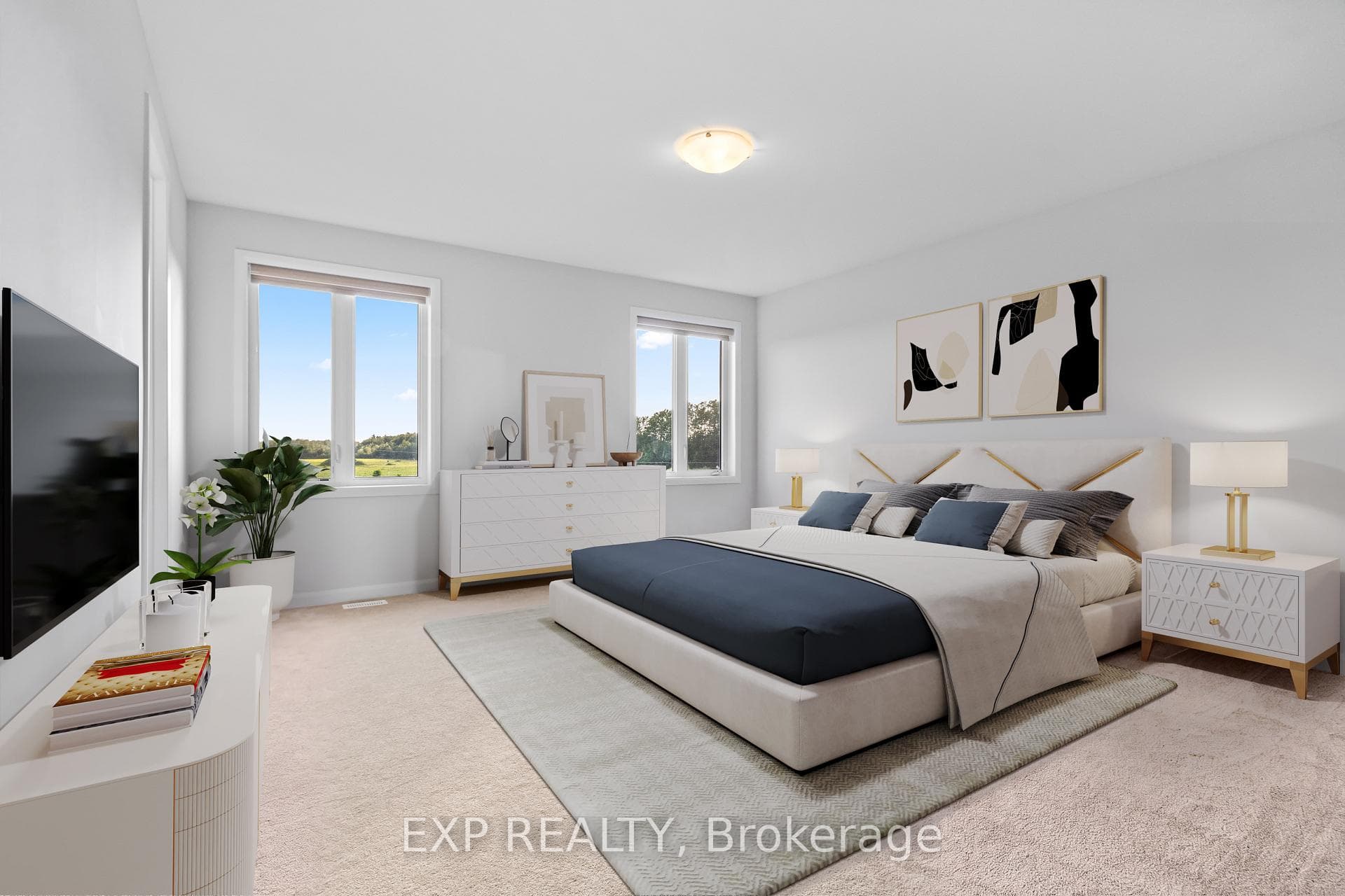 Virtually Staged Master Bedroom