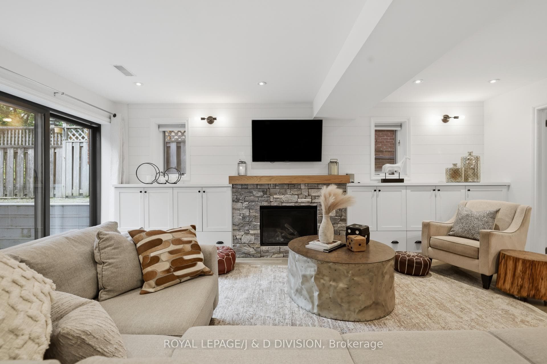 Family Room storage flanking Fireplace