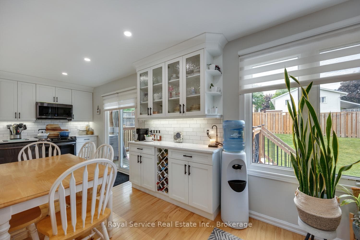 Extra counter space and coffee bar area