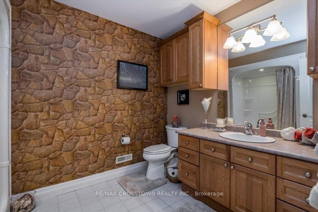 Lower level 3 pc bath with sit down shower