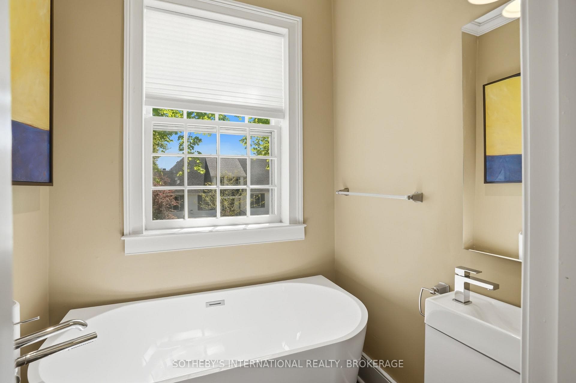 Three piece bathroom with soaker tub created 2024.