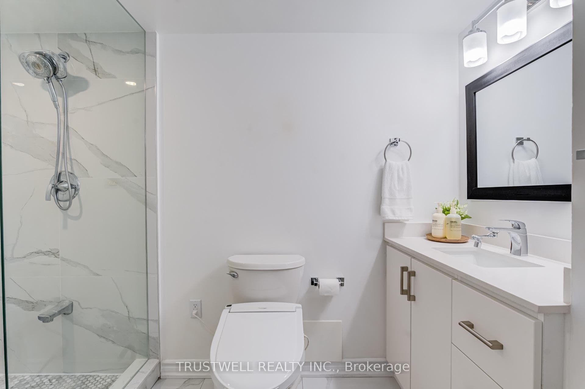 Renovated 3 Piece Bathroom in Primary Bedroom