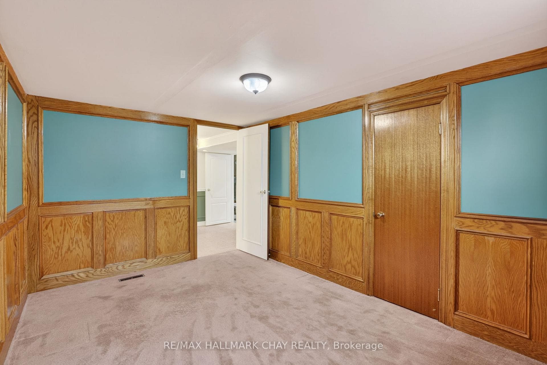 Solid wood wainscotting on walls