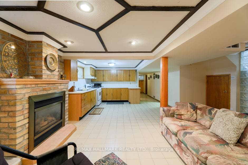 Basement Family Room With Fireplace