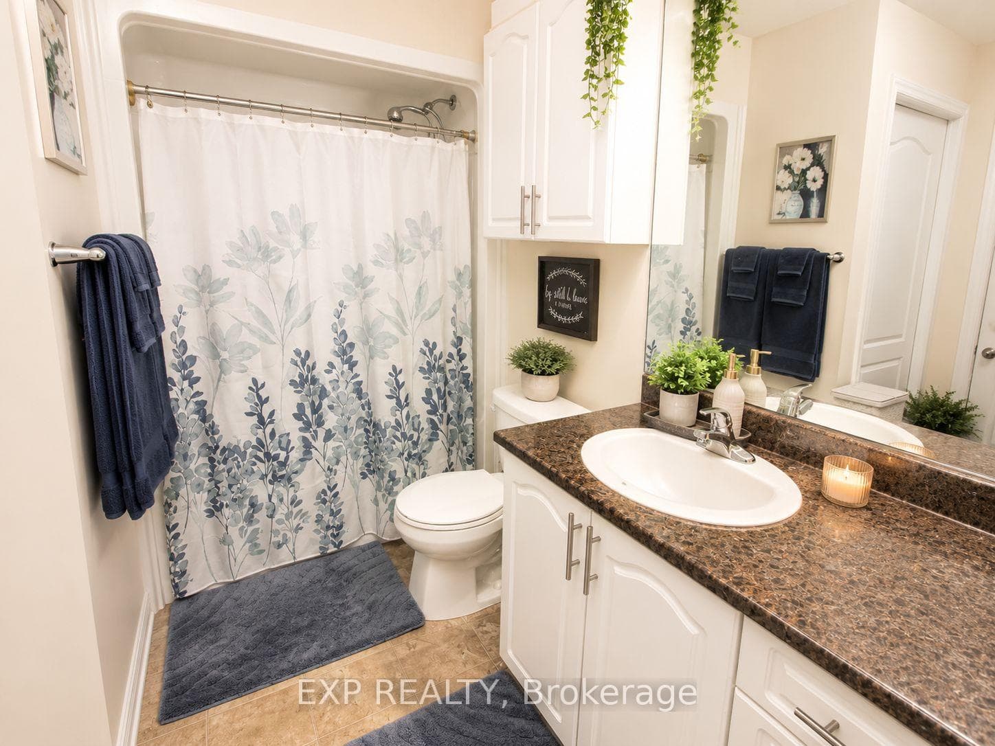 decluttered and virtually staged bathroom