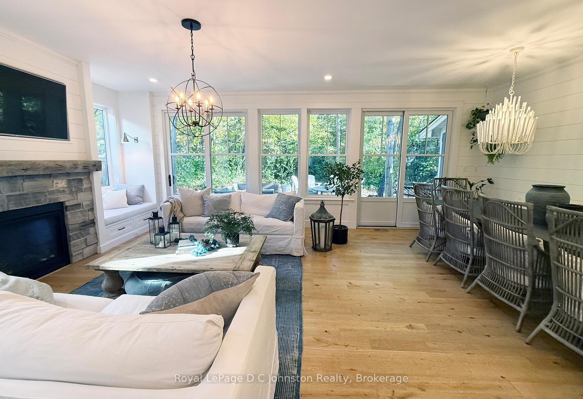 Gas Fireplace, Views of forest, White oak floors