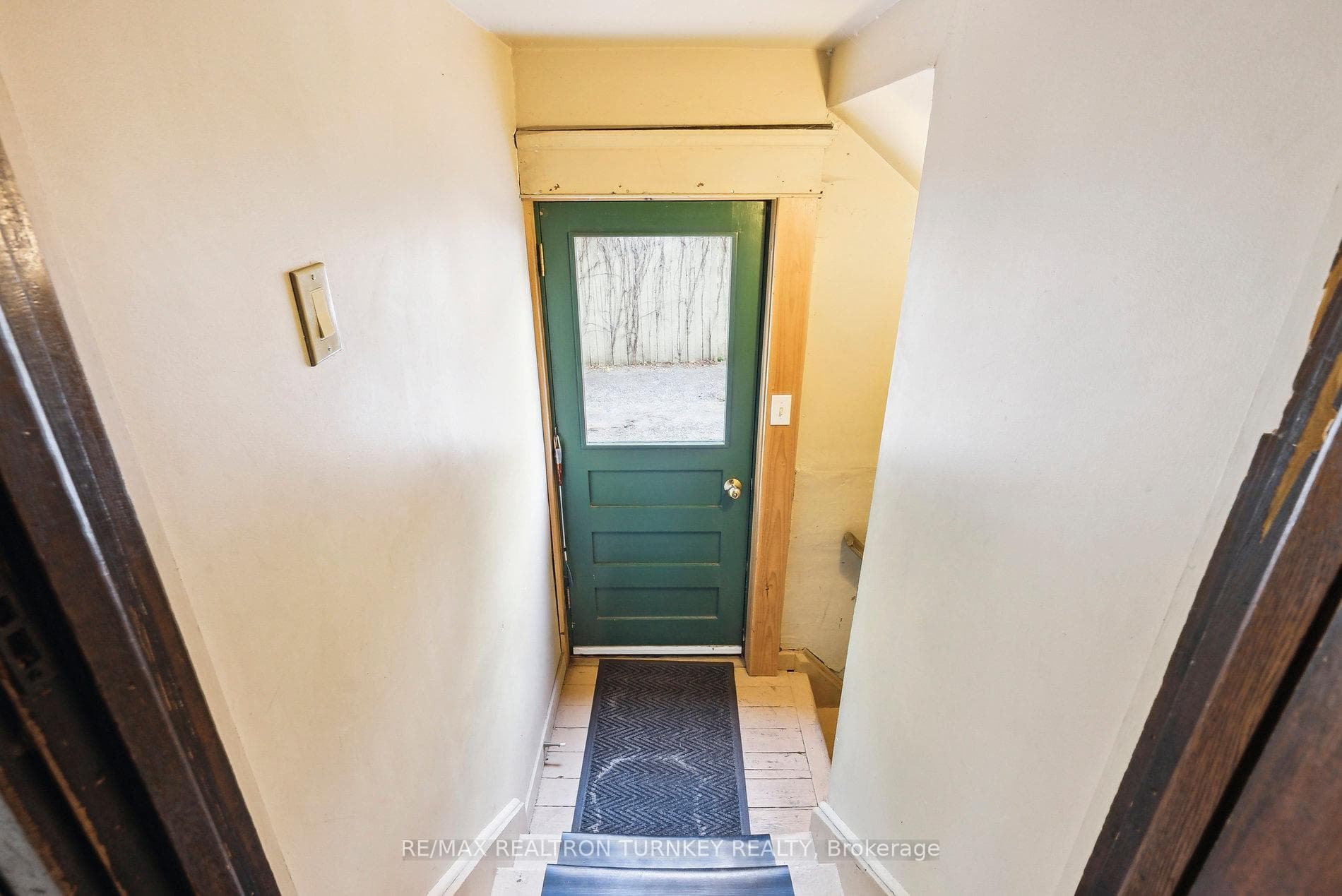 Walk down to the partially finished basement