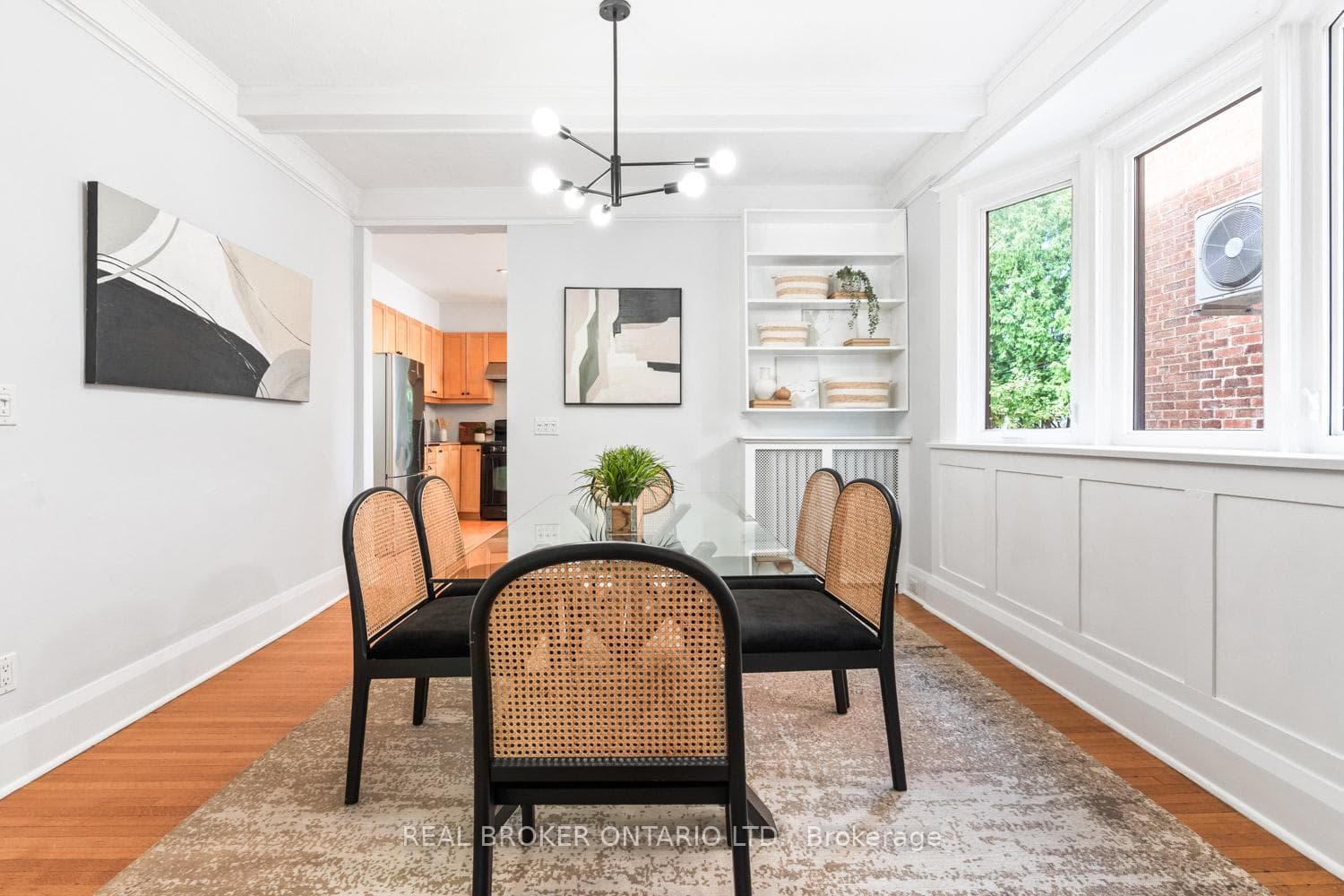 Dining Room with built-in shelving