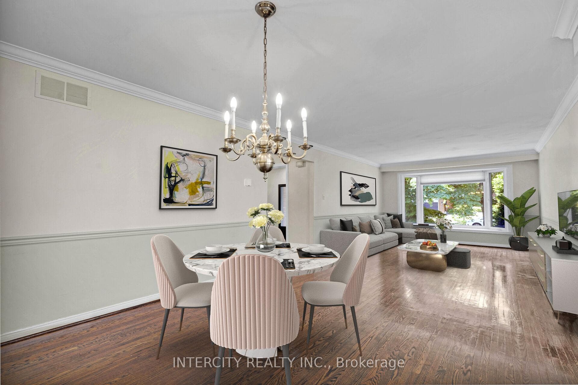 Dining and Living room virtually staged
