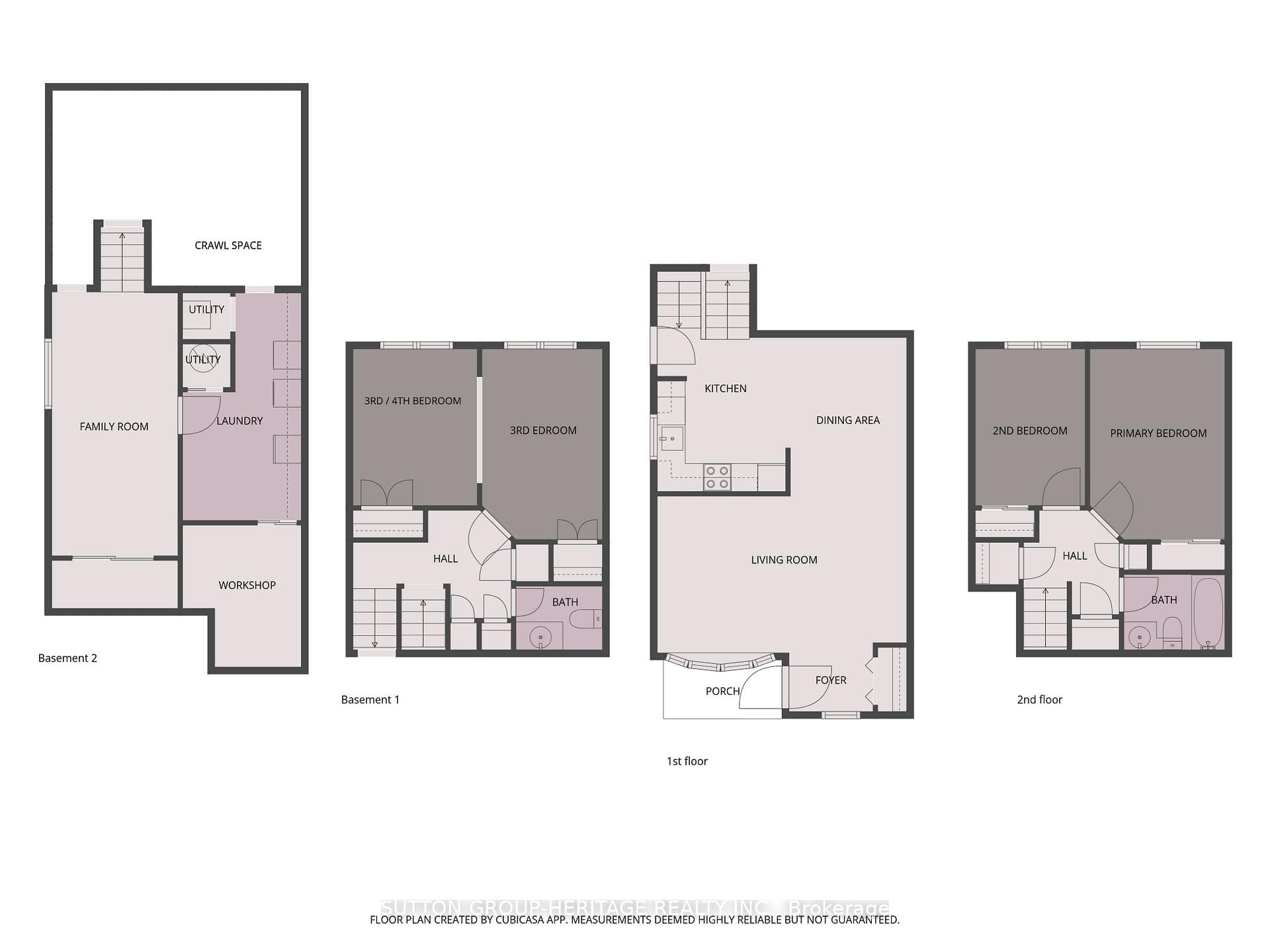 Floor plans of all 4 Levels