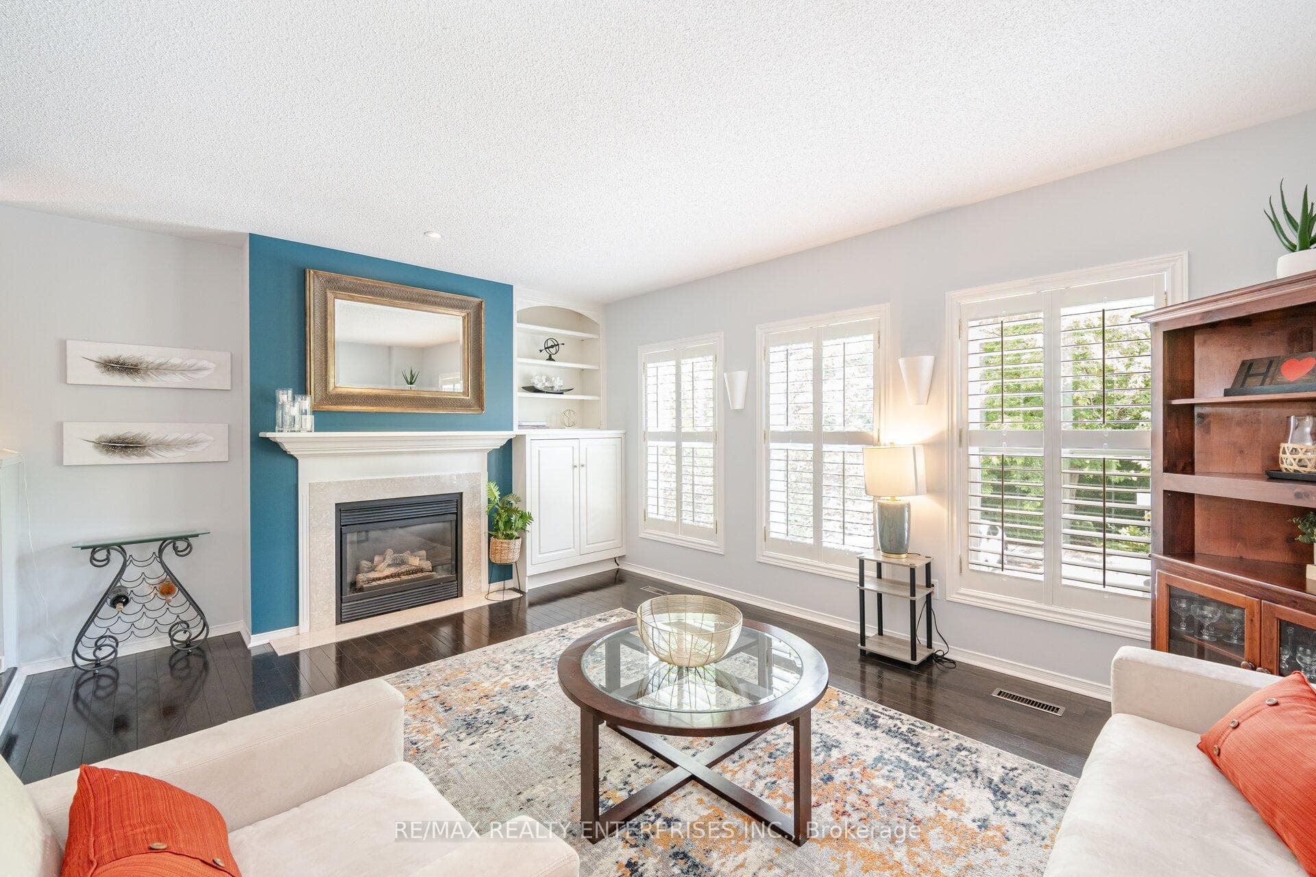 Living Room features warmth of the gas fireplace