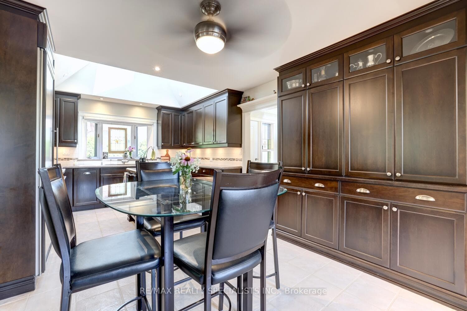 Pantry with illuminated uppers.