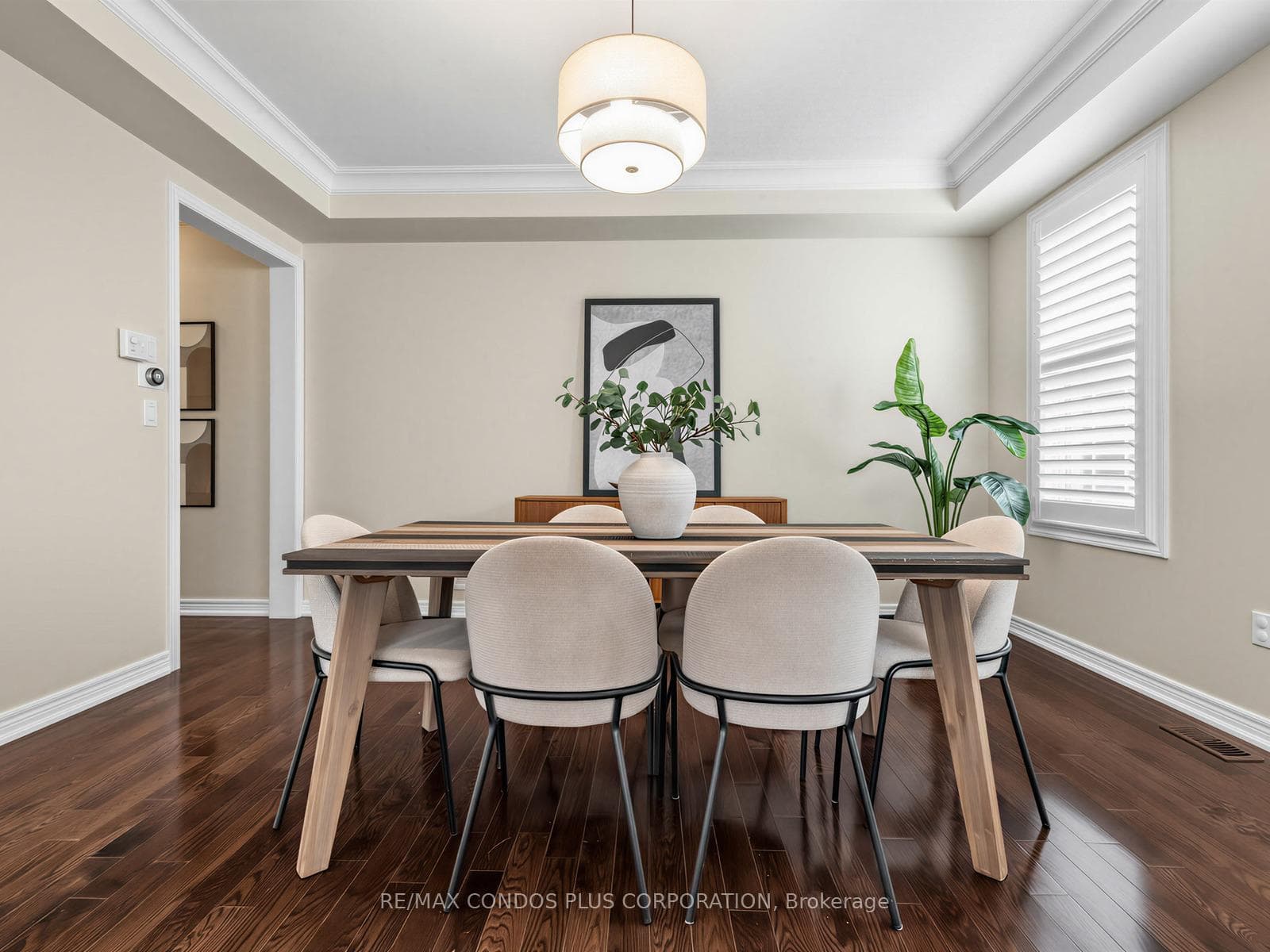 Dining room with modern lighting