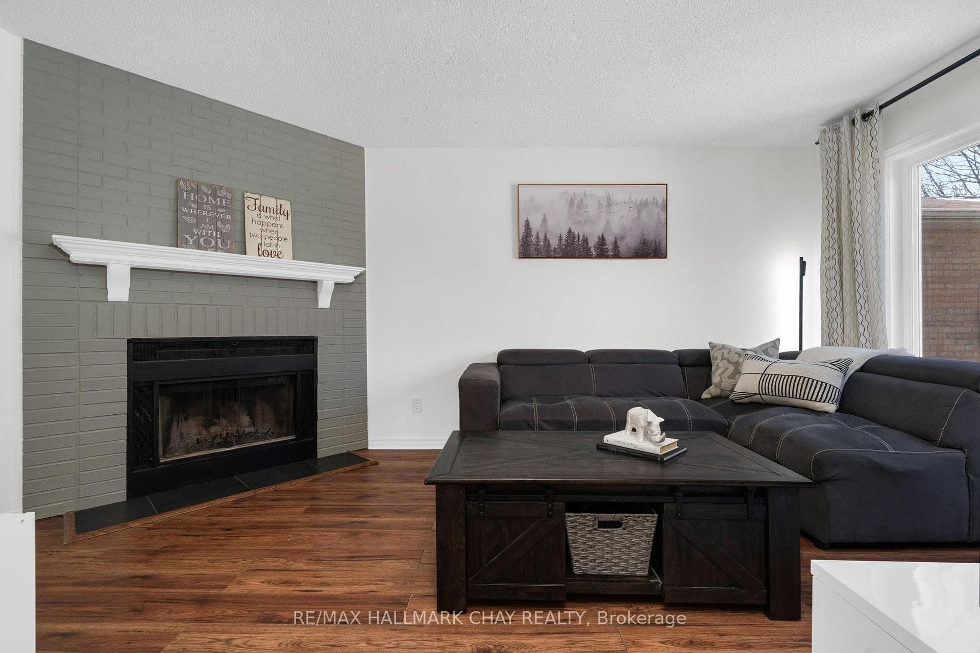 Living Room with Large Window, Fireplace