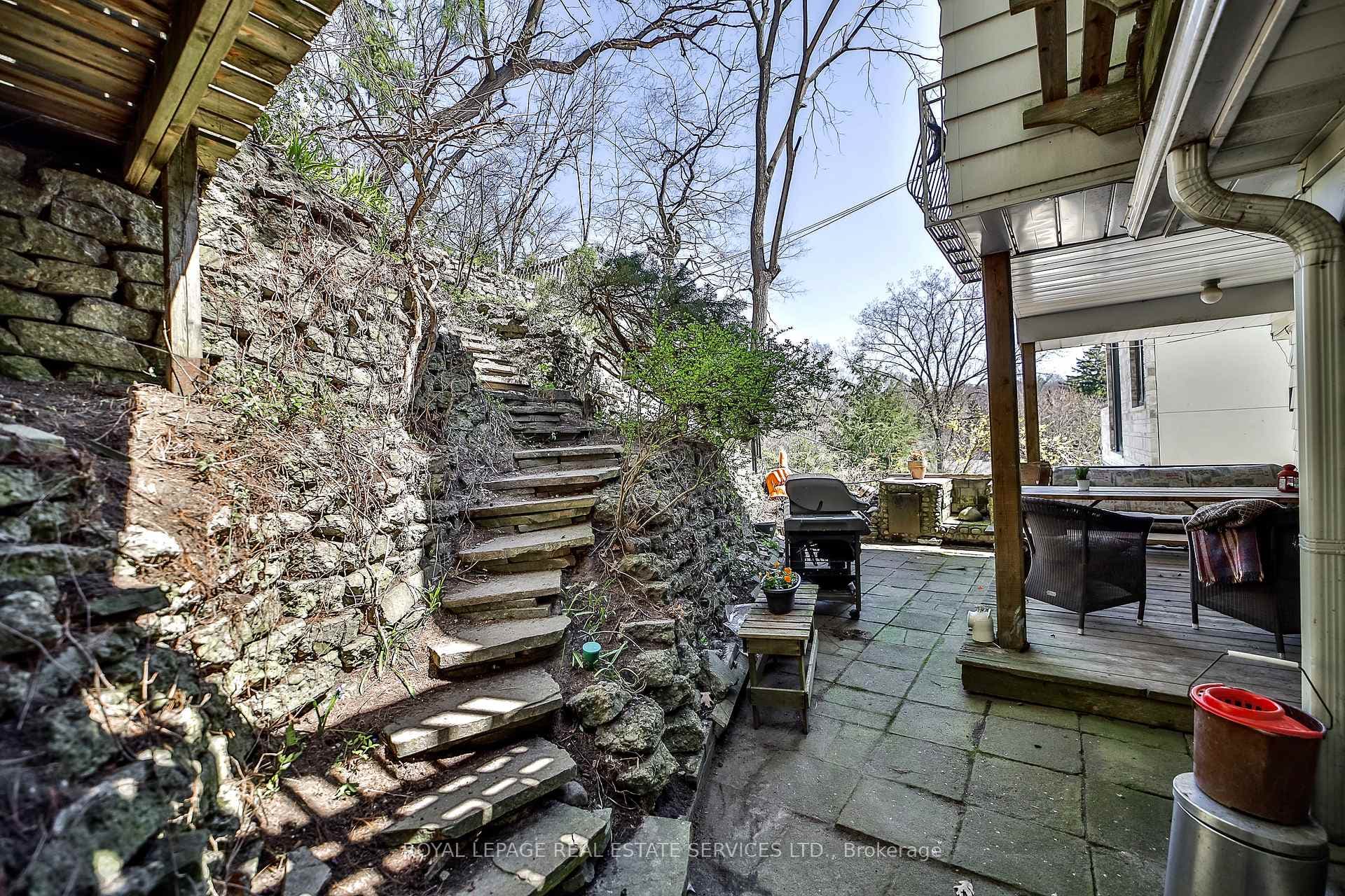 Patio and fire pit area in back of house