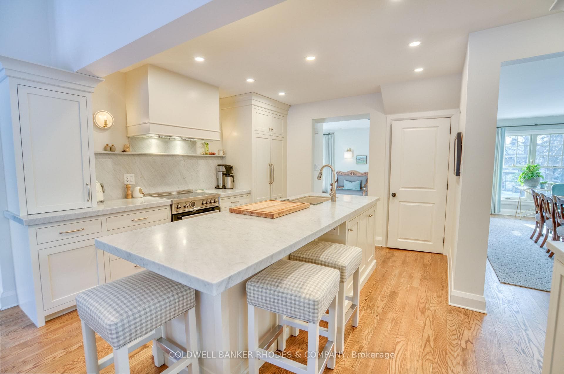 Bloomsbury custom kitchen with island seating.