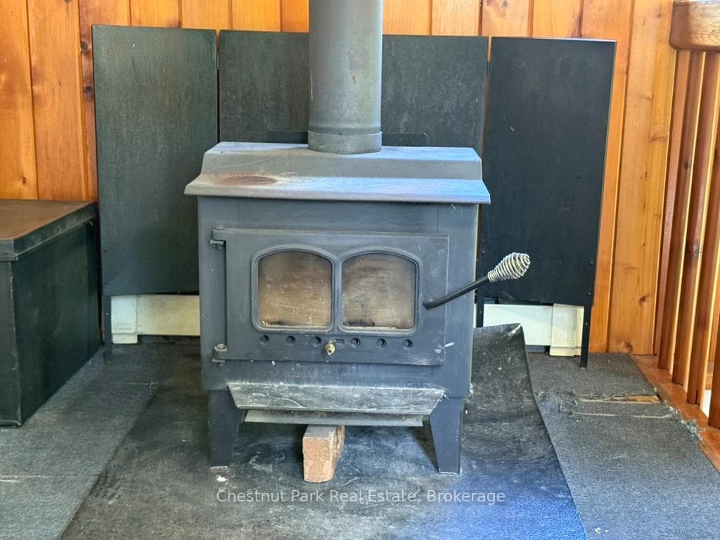 Woodstove in dining room
