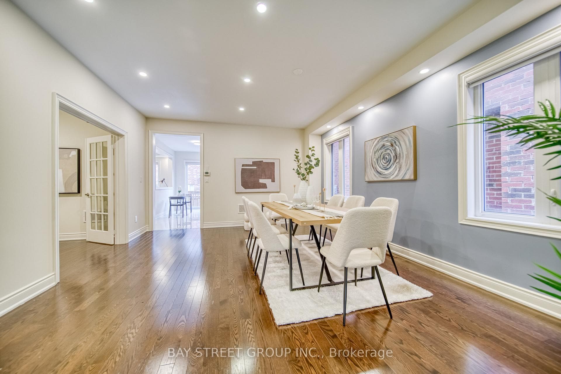The dining room is combined with the living room.