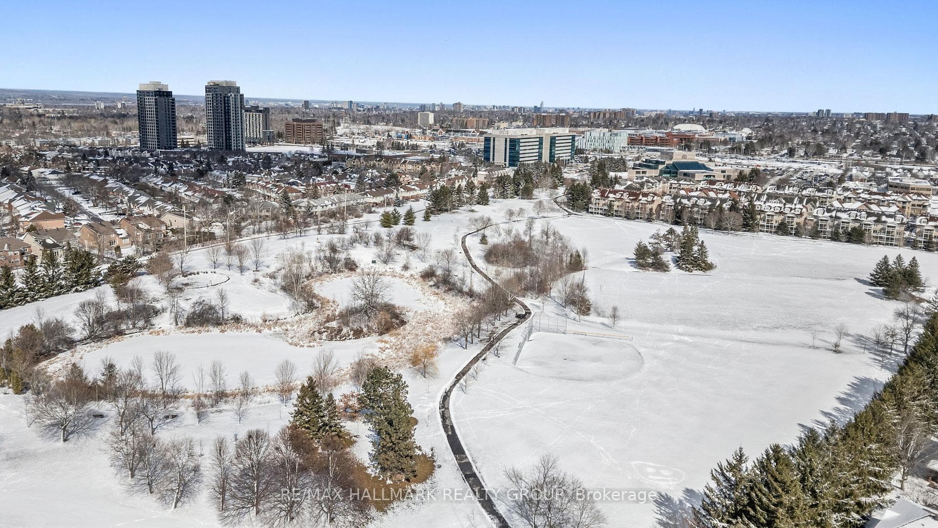 Aerial view of Grandcourt Drive in Centerpointe
