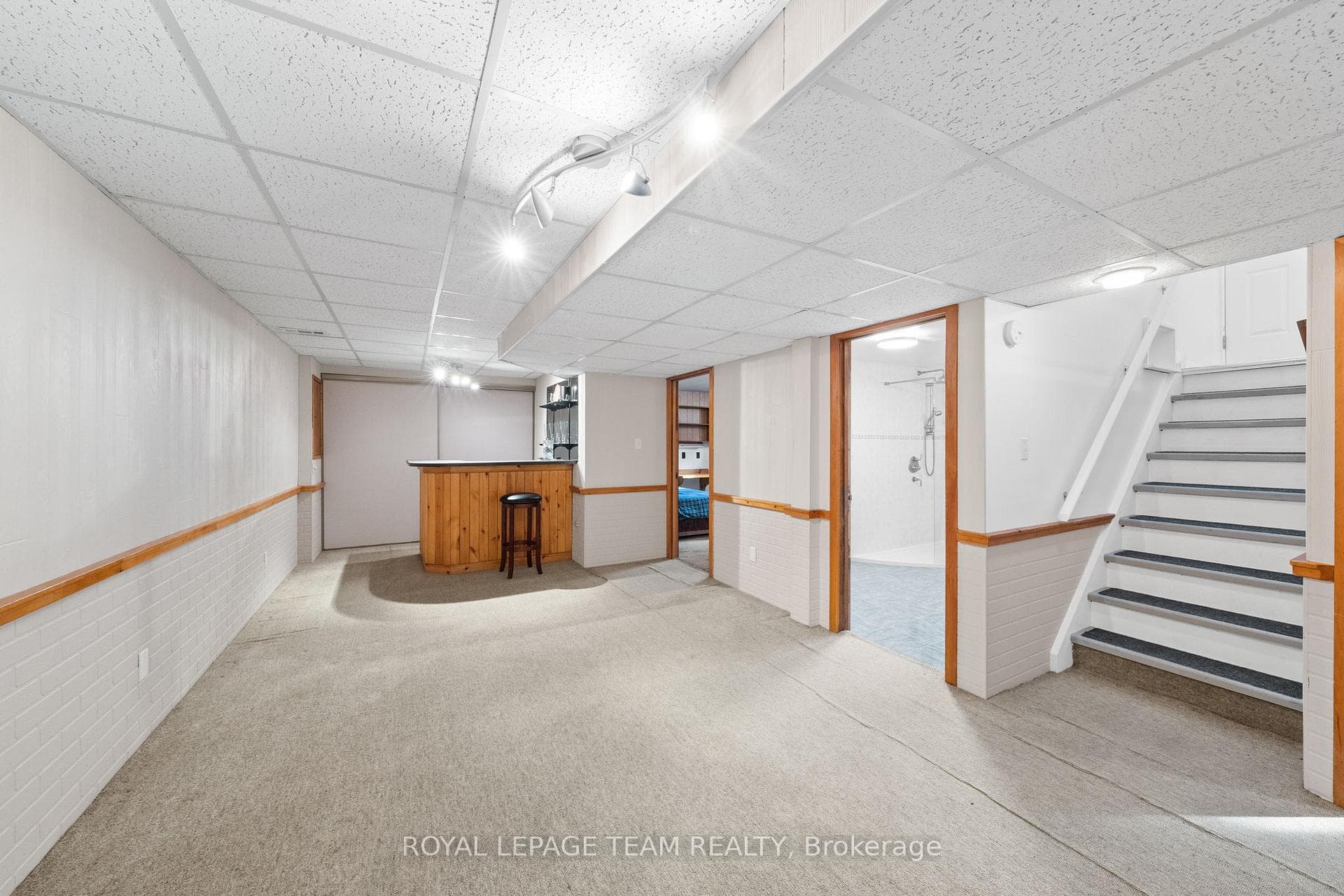 Lower level with family room and b/i bar