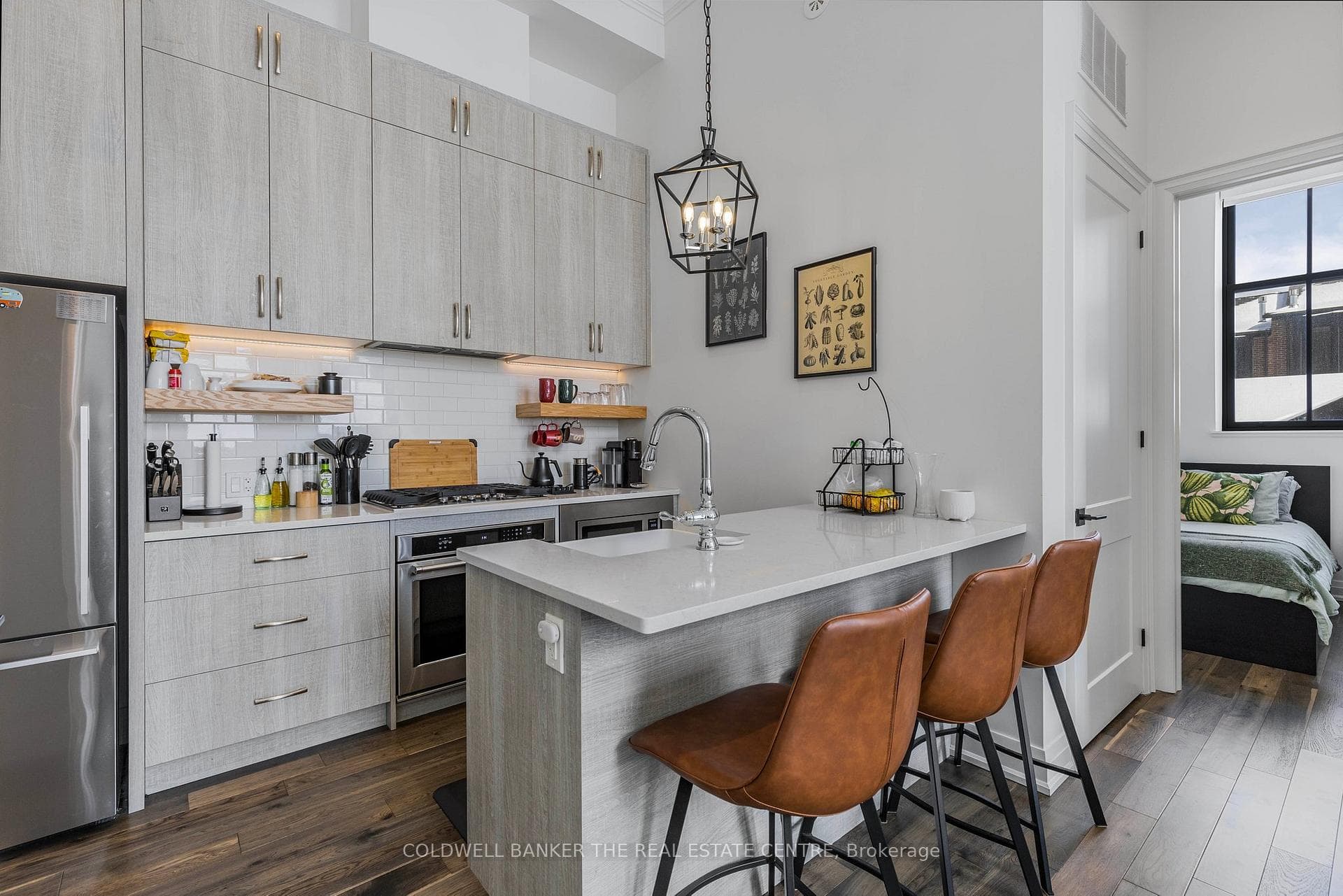 Kitchen with quartz counters & premium appliances