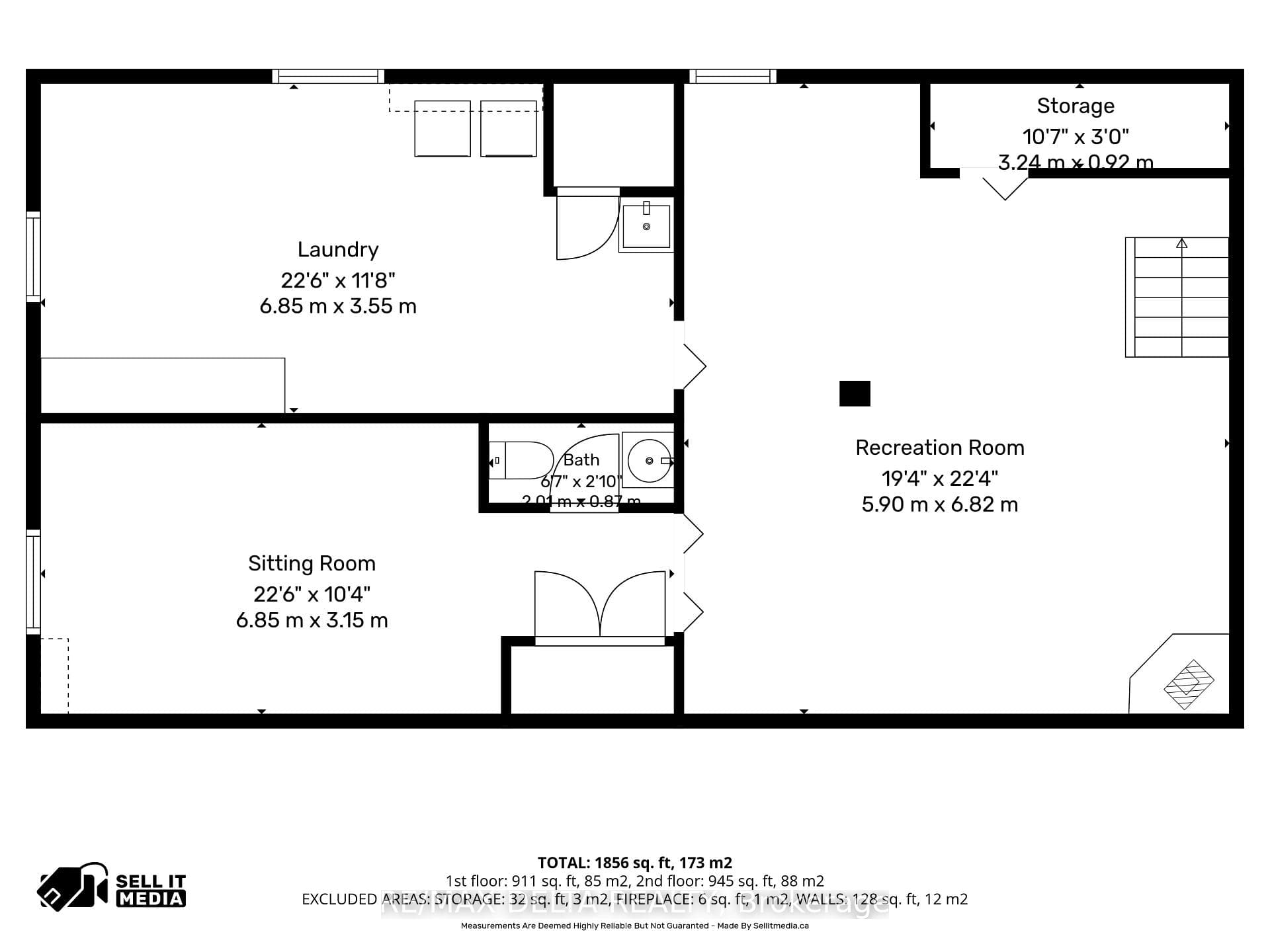 Basement level floor plan.