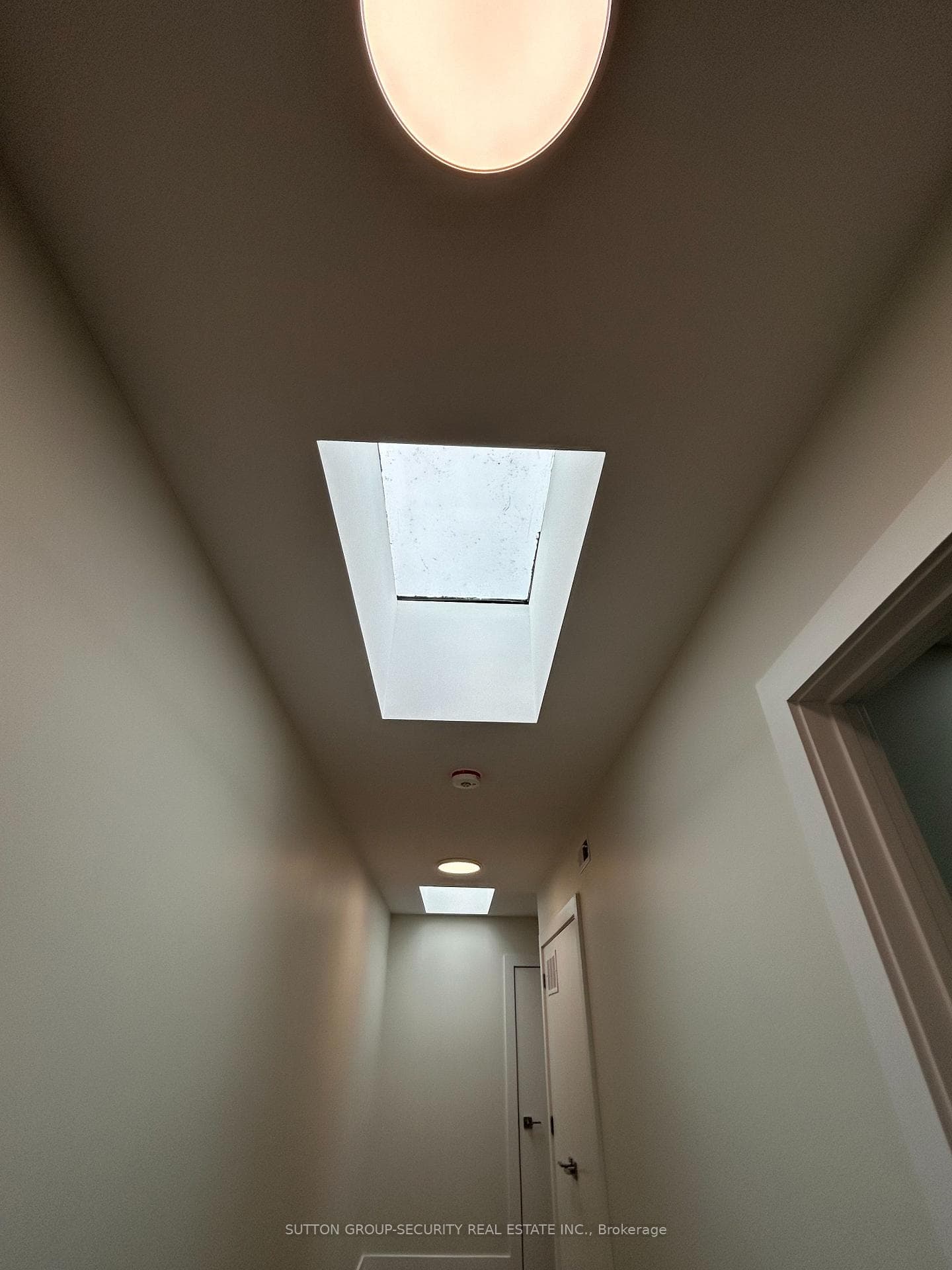 Closeup of hallway skylights