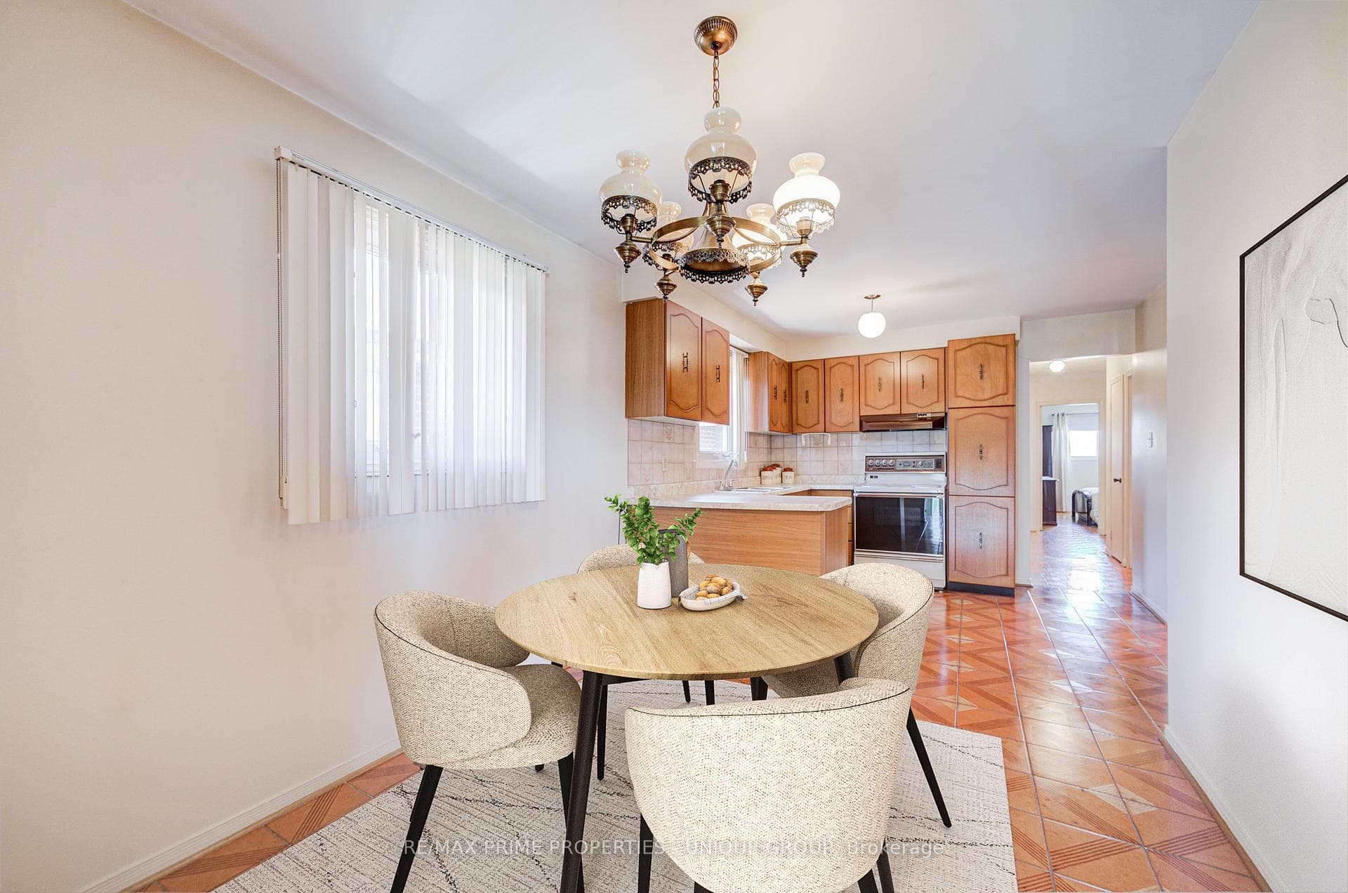 Virtually staged breakfast area
