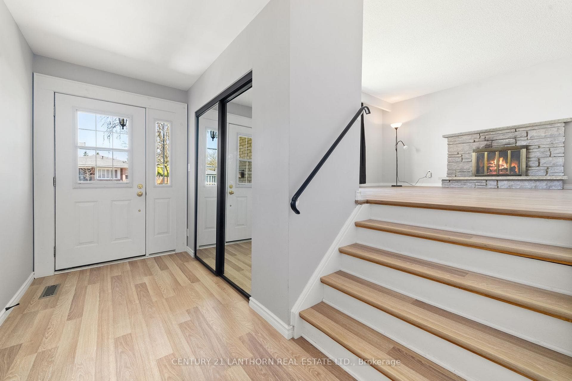 Foyer/Living Room - fire for depiction only