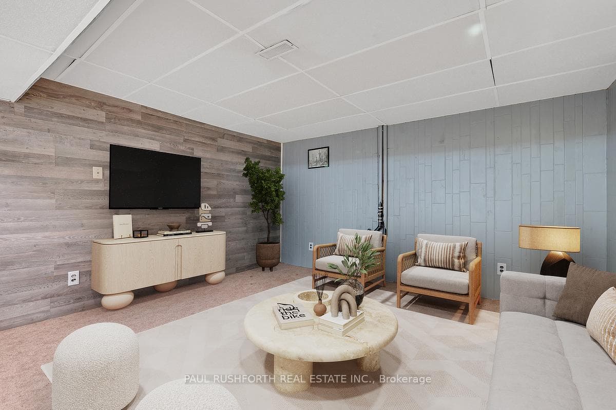 Virtually Staged-Basement Rec Room