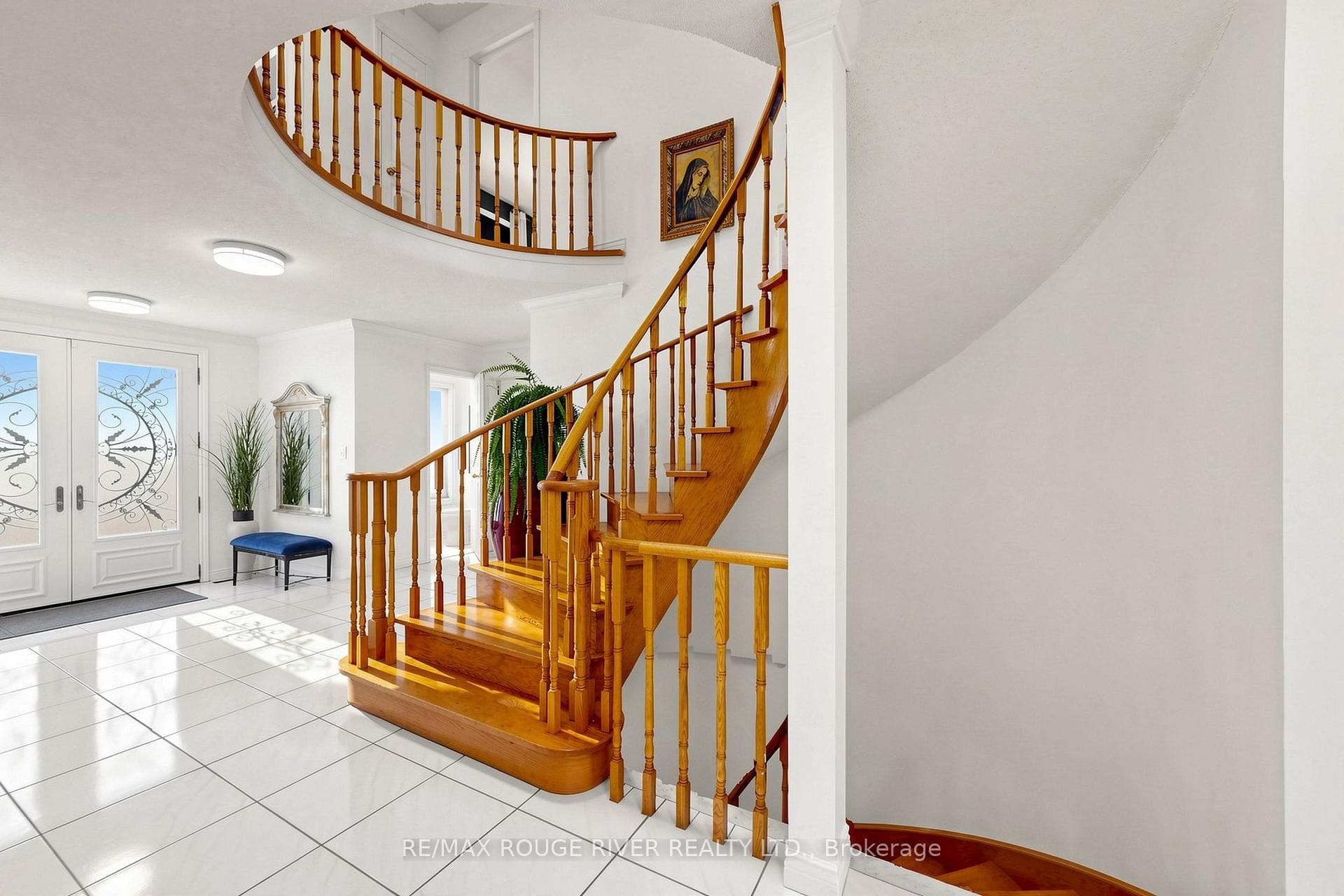 Oak circular stair case to basement