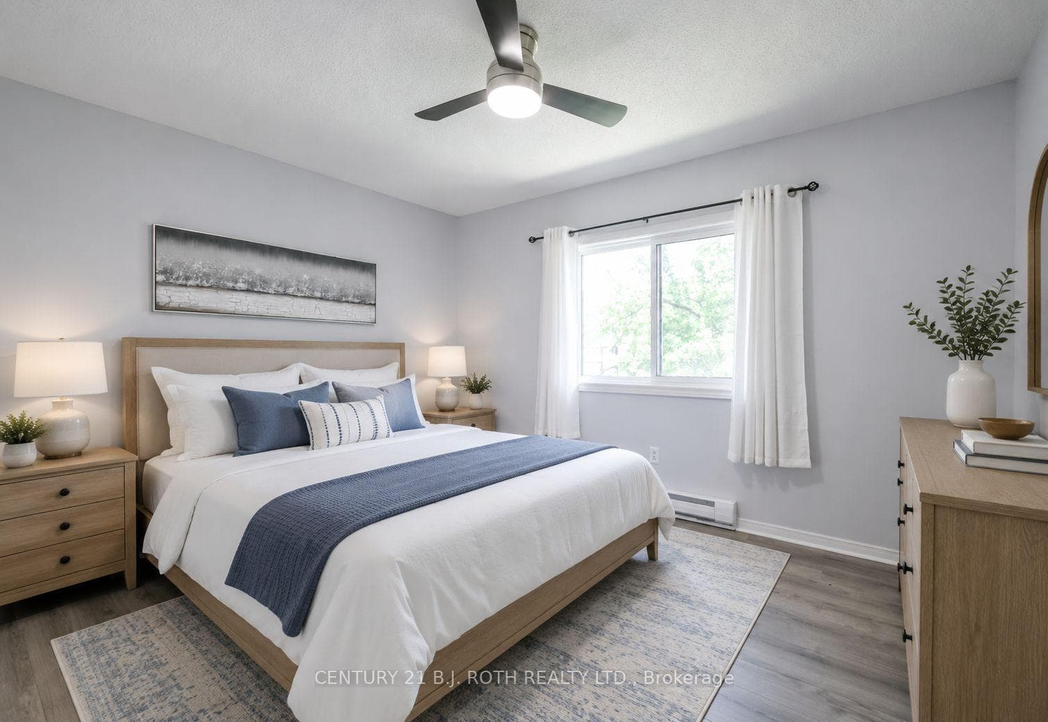 Virtually staged primary bedroom