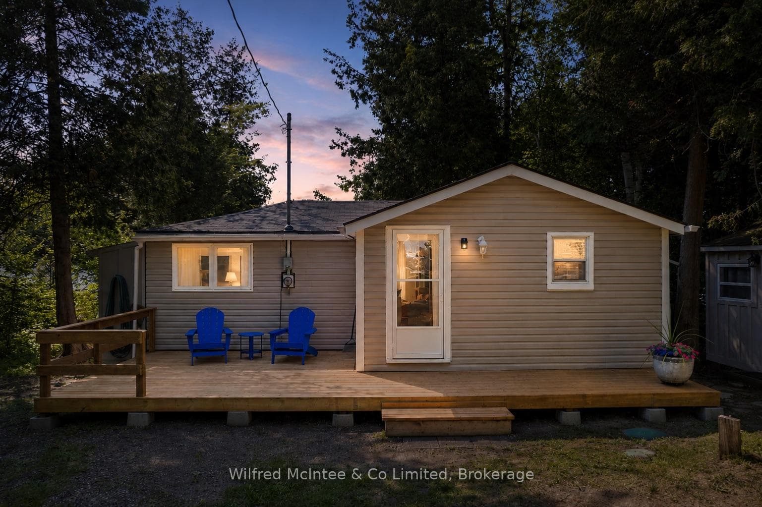 East twilight view of the cottage