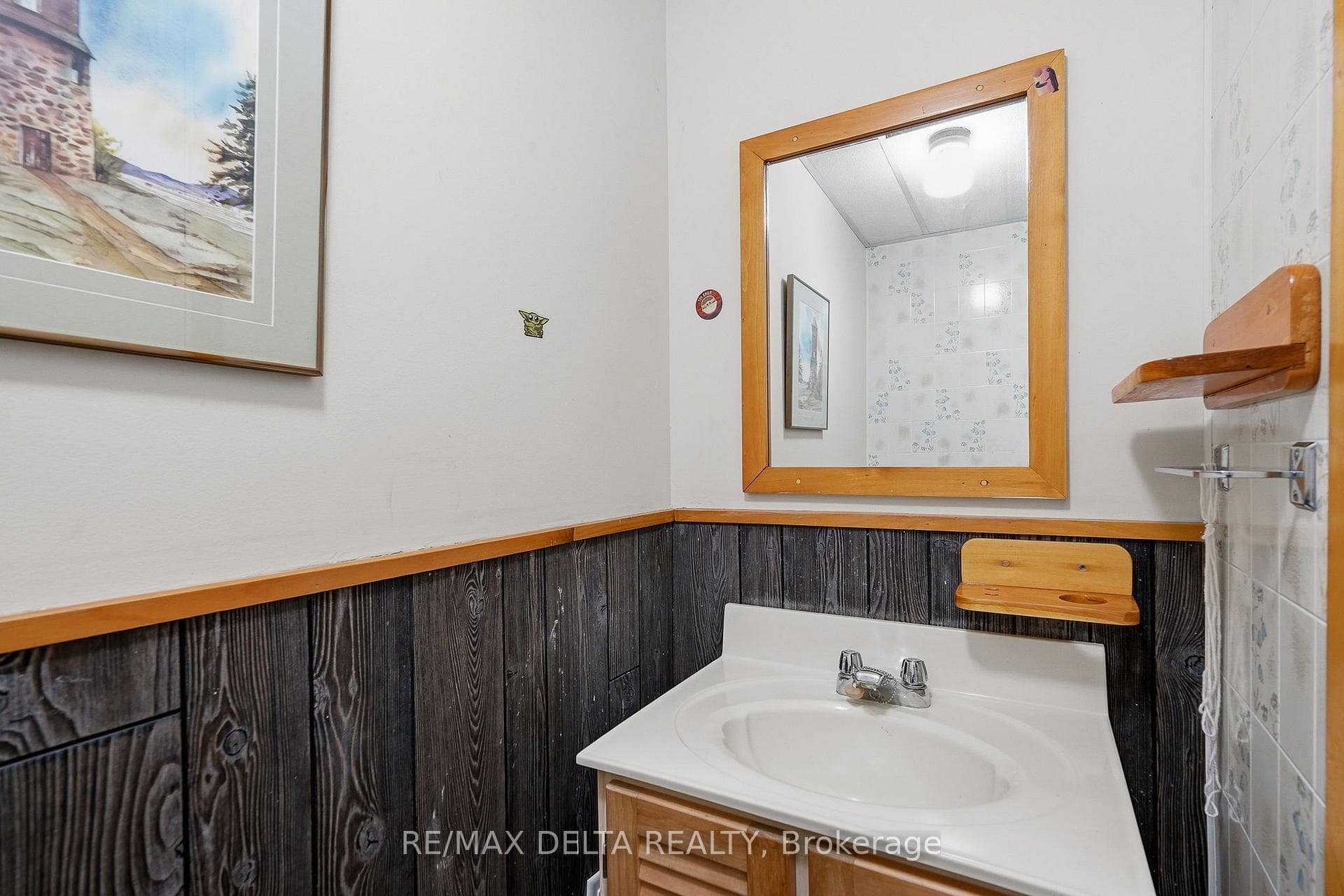 Powder room in basement.