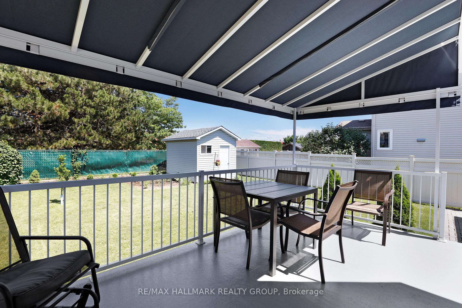 Covered fiberglass deck