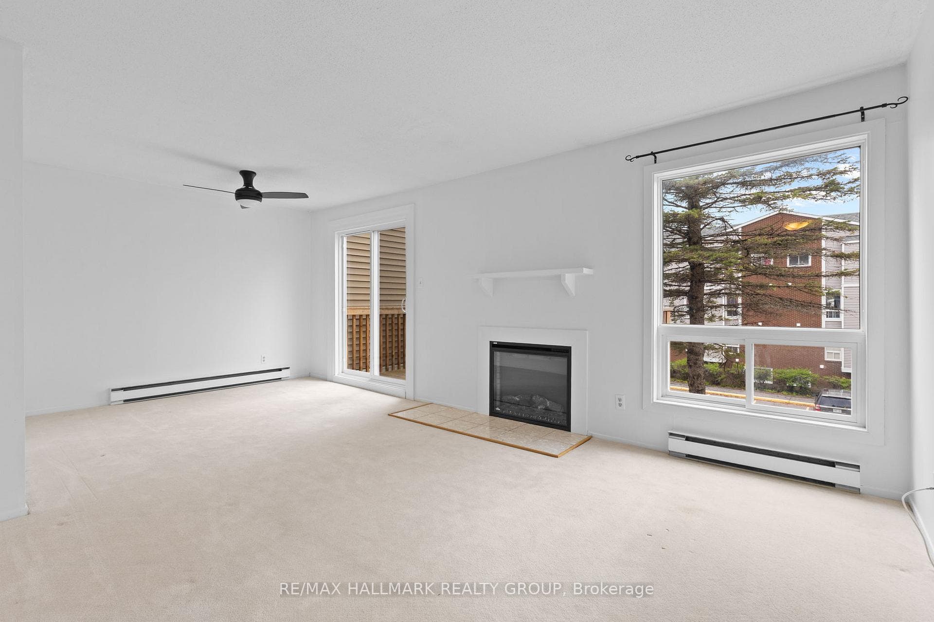 Bright Living Room with Fireplace