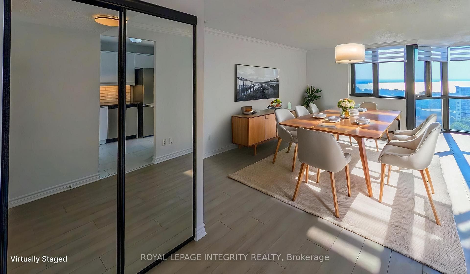 Dining room virtually staged.