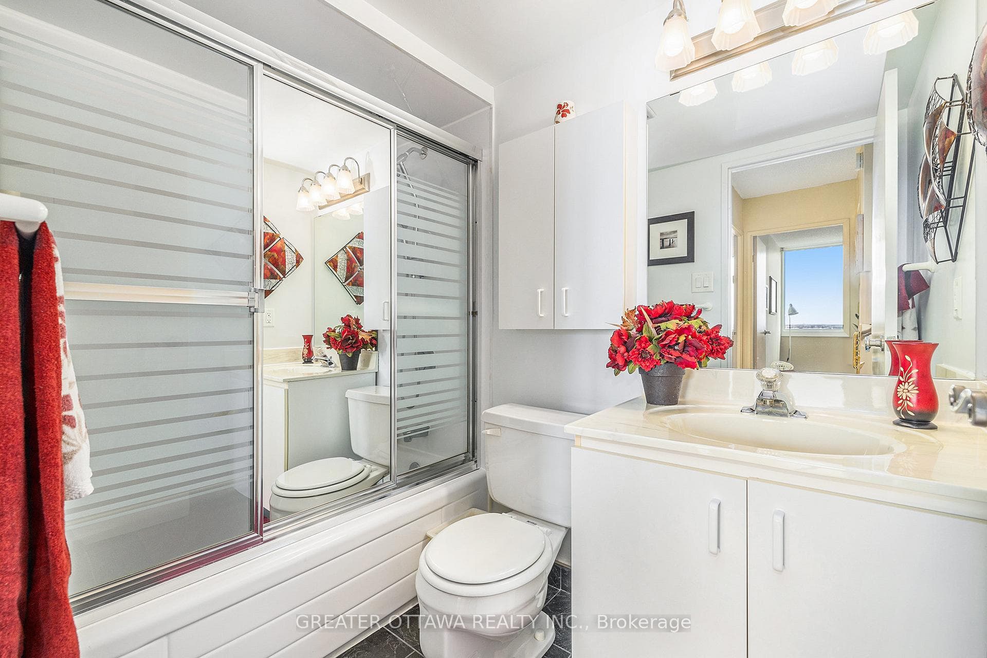 The main bathroom is handy right off the foyer